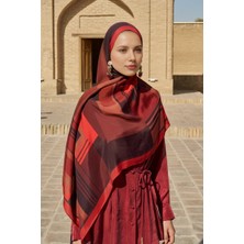 Kırmızı Ed Scarf Clover Floş Viskon Şal