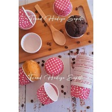 Misda Store Hediye Sepeti 50'li Koyu Pembe Puantiyeli Muffin Kek Kalıbı, Kek Kapsülü Cupcake Kalıbı, Airfryer Uyumlu