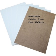 Misda Store - 3 Adet Beyaz Mdf Duralit 3 Mm, 35X50 cm (Resim Kağıdı Ölçüsü),bir Tarafı Beyaz Boyalı