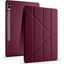Misda Store Galaxy Tab S9 Fe Plus X610 12.4 Inç Ile Uyumlu Üçgen Katlanilir Kalemlikli Standlı Akıllı Kılıf Mürdüm