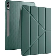 Misda Store Tab S10 Plus Uyumlu 12,4 Inç Kılıf Fuchsia Akıllı Kalem Bölmeli Standlı Tri Folding Smart Kılıf Koyu Yeşil