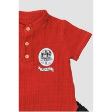 Chicsy Baby Fly Kıdexs Nakışlı Bebek Yaka Detaylı Müslin 2\'li Gömlek  Alt Üst Takım