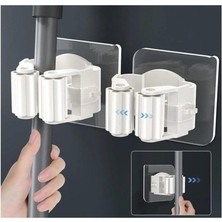 Misda Store Lü Yapışkanlı Pratik Mop Temizlik Fırçası Tutucu Paspas Süpürge Fırça ve Mop Askısı Beyaz