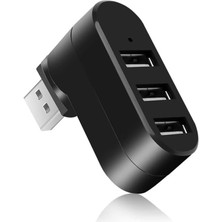 Misda Store 3 Portlu USB 2.0 Hub Döner Kafalı Splitter Hub Adaptör Siyah
