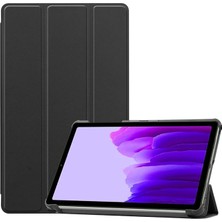 Misda Store Samsung Galaxy Tab S7 Fe T737 T733 T736 ile Uyumlu Tablet Kılıfı Smart Cover Uyku Modlu Standlı Arkası Sert Şeffaf Kapak - Siyah