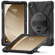 Misda Store Samsung Galaxy Tab A9 Plus ile Uyumlu Kılıf Zore Defender Askı Aparatlı Tank Tablet Silikon Kapak - Siyah