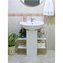 Misda Store Lavabo Dolabı, Beyaz, 2 Raflı, Lavabo Altı Depolama Ünitesi, Modern Tasarım