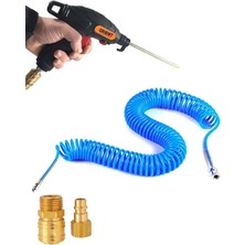 Misda Store Strong Profesyonel Yüksek Kalite Kompresör Spiral Hava Hortumu 8 mm 15MT Hava Tabancalı Kompresör Recor S