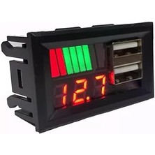 Misda Store Dijital Voltmetre, USB Çıkışlı Akü Göstergeli, Dc 12VOLT Aküler Için,