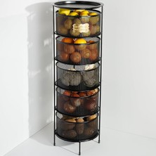 Misda Store Katlı Açılır Kapanır Paslanmaz Metal Sebzelik Yükseklik 94 cm -(Siyah)