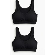 Underwear Bodyway 2'li Set Kalın Askılı Pamuklu Penye Büstiyer - Telsiz Balensiz Yarım Atlet Sporcu ve Uyku Sütyeni - Büyük Beden