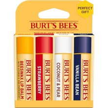 Misda Store Bees -"burts Bees Best Of Burts Nemlendirici Dudak Balsamı Unisex 4 x 0.15 Oz Dudak Balsamı, Çilek, Hindistancevizi ve Armut, Vanilya Fasulyesi"