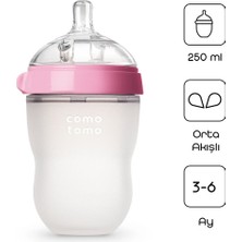Comotomo Antikolik Silikon Biberon 250 ml 3-6 Ay Pembe