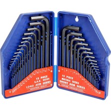 Misda Store WP222018 30 Parça Uzun Boy Cr-V Metrik/inç Profesyonel Allen Anahtar Takımı