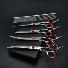 Misda Store Dragon Profesyonel 7.0 Inch-18 cm Berber Kuaför Makas Seti 440C Paslanmaz Japon Çeliği Metal 5 Li Set