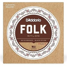 Misda Store Gitar Telleri - Halk Naylon Gitar Telleri - EJ34 Klasik Gitar Telleri - Naylon Çekirdekli, Top Uçlu - 80/20 Bronz Sargı, Siyah Naylon Üçlü
