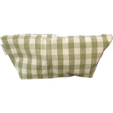 Misda Store Pötikareli Yıkanabilir Fermuarlı Tek Gözlü Bez Kalemlik Kalem Kutusu Cüzdan Makyaj Çantası Bez Kalem Kesesi (Yeşil)