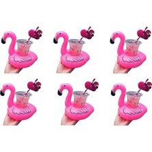 Misda Store Flamingo Şişme Havuz Deniz Bardak Tutucu Float Bar 6 Adet