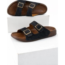 Adımist Unisex Ortopedik Günlük Yumuşak Deri Tokalı Ev Dışarı Terlik