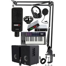Misda Store Impressive Paket-3 Stüdyo Ekipmanları Seti (Monitör Mikrofon Ses Kartı Kulaklık Midi Klavye)