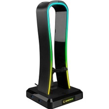 Misda Store RM-H77 X-Base Siyah Rgb Işıklı 4*usb Port Kulaklık Için Stand