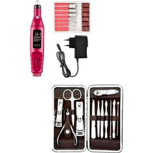 Misda Store Parça Çantalı Manikür Pedikür Seti ve Elektrikli 12V Tırnak Törpü Manikür Pedikür Makinesi Set