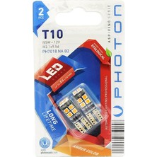Misda Store T10 LED Amber Turuncu Ampul, W5W, 12V, 2'li Paket, Turuncu