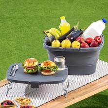 Misda Store 07-1304 Katlanır Piknik Sepeti - Silikonlu Katlanabilir Saklama Kutusu - 21 L Antrasit