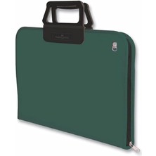 Misda Store Proje Çantası Koyu Yeşil, 38X55 Cm, Askılı Taşıma, Kalemlikli, Sert Kapaklı, El Yormayan Ergonomik Kulp