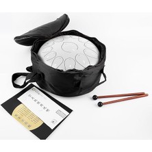 Misda Store JTN-1213 13 Ses Ton Çelik Handpan Tongue Davulu, 12 Inç, Beyaz