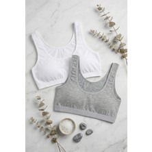 Underwear Bodyway 2'li Set Kalın Askılı Pamuklu Penye Büstiyer - Telsiz Balensiz Yarım Atlet Sporcu ve Uyku Sütyeni - Büyük Beden