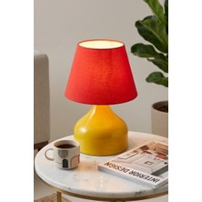 Art&Gift Milo Metal Sarı Kırmızı Kumaş Abajur Masa Lambası Okuma Işığı