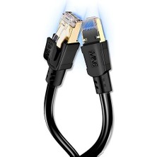 Misda Store M110XF Cat8 Kablo/10 METRE/40GBPS-2000MHZ-26 Awg-S/ftp-Cat8 Ethernet Kablosu (M110XF Cat8, Sıyah, 10 Metre)
