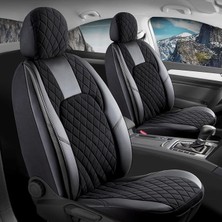 Misda Store Passat B5 ile Uyumlu Lüx Yarı Deri Oto Koltuk Kılıfı Ön Arka Takım Chester Siyah