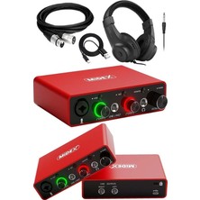 Misda Store GLX-700RD-H Üst Segment USB Stüdyo Ses Kartı 2 Giriş 2 Çıkış 24BIT/192KHZ (Kulaklık ve Kablo Dahil)