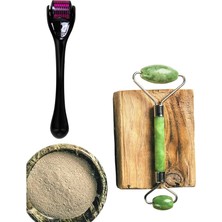 Misda Store Dermaroller Cilt Saç Yüz Bakımı Saklama Kaplı 540 Iğneli + Jade Roller Yüz Masaj Aleti Seti (0.50 mm Dermaroller)