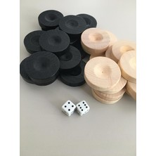 Misda Store Yapımı Ahşap Tavla Pulu 2 Adet Zar Hediye 35 mm