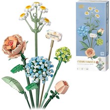 Misda Store Mini Bloklar Çiçek Buketi Yapı Seti, Yapay Çiçek Yapı Taşları, Ev Dekorasyonu, 680 Adet, 8 – 12 Yaş Arası Kızlar Için Yaratıcı Botanik Koleksiyonu (Papatya / Ortanca / Gül / Gül Goncası)