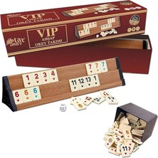 Misda Store Oyun Aletleri Premium Vıp Okey Ahşap Rummy Set Melamin Taşlı Ahsap Okey Takimi