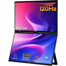 Misda Store Z18W 2X18.5" Çift Ekran 1920 * 1080@120Hz Full Hd IPS Panel Type-C 100% Srgb 300CD/M² Taşınabilir Monitör