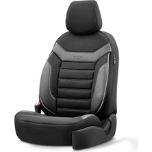 Misda Store Design Ortopedik Özel Tasarım Oto Koltuk Kılıfı Tam Set (Siyah-Gri)