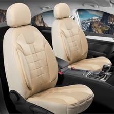 Misda Store Romeo 156 Sportwagon ile Uyumlu Lüx Deri Detaylı Oto Koltuk Kılıfı Ön Arka Takım Vista Bej