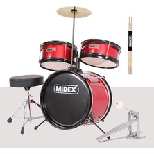 Leaf Shop CD300X-RD Akustik Çocuk Baterisi Davulu Seti 5-14 Yaş Için Full Set