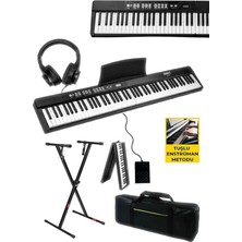 Leaf Shop PLX-80BKST Taşınabilir Katlanır Dijital Piyano Tuş Hassasiyetli 88 Tuş Bt (Stand Sustain Kulaklık Çanta Metod)