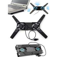 Leaf Shop Ultra Küçük Katlanabilir Dizüstü Bilgisayar Soğutucu, Şık Tasarım, 2 Fan, USB Bağlantılı, Siyah Plastik Ayaklar