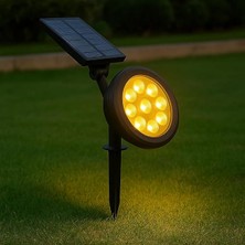 Leaf Shop Güneş Enerjili Bahçe Armatürü – 9 LED 3200K Günışığı, IP65 Su Geçirmez Solar Spot Lamba, 200 Lümen, Kazıklı Veya Duvara Montaj, Açılı Aydınlatma