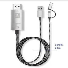 Misda Store HDMI Dönüştürücü Kablo, 1080P Hd Görüntü, 8 Kanal Dijital Ses, 2 Metre, Akıllı Şarj Özellikli