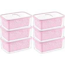 Leaf Shop 6'lı Süzgeçli Fresh Saklama Kabı Seti 1.6 Lt Plastik Saklama Set 6 Adet