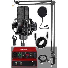 Misda Store MX2020-GLX-500 Pro Midex Ses Kartı ve Condenser Mikrofon Stand Filtre Set