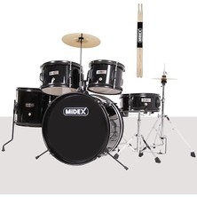 Leaf Shop CD500X-BK Akustik Çocuk Baterisi Davulu Seti 5-18 Yaş Için Full Set